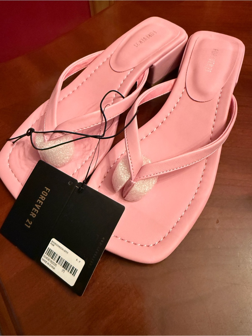 Forever 21 Pink Thong Sandal with Low Block Heel